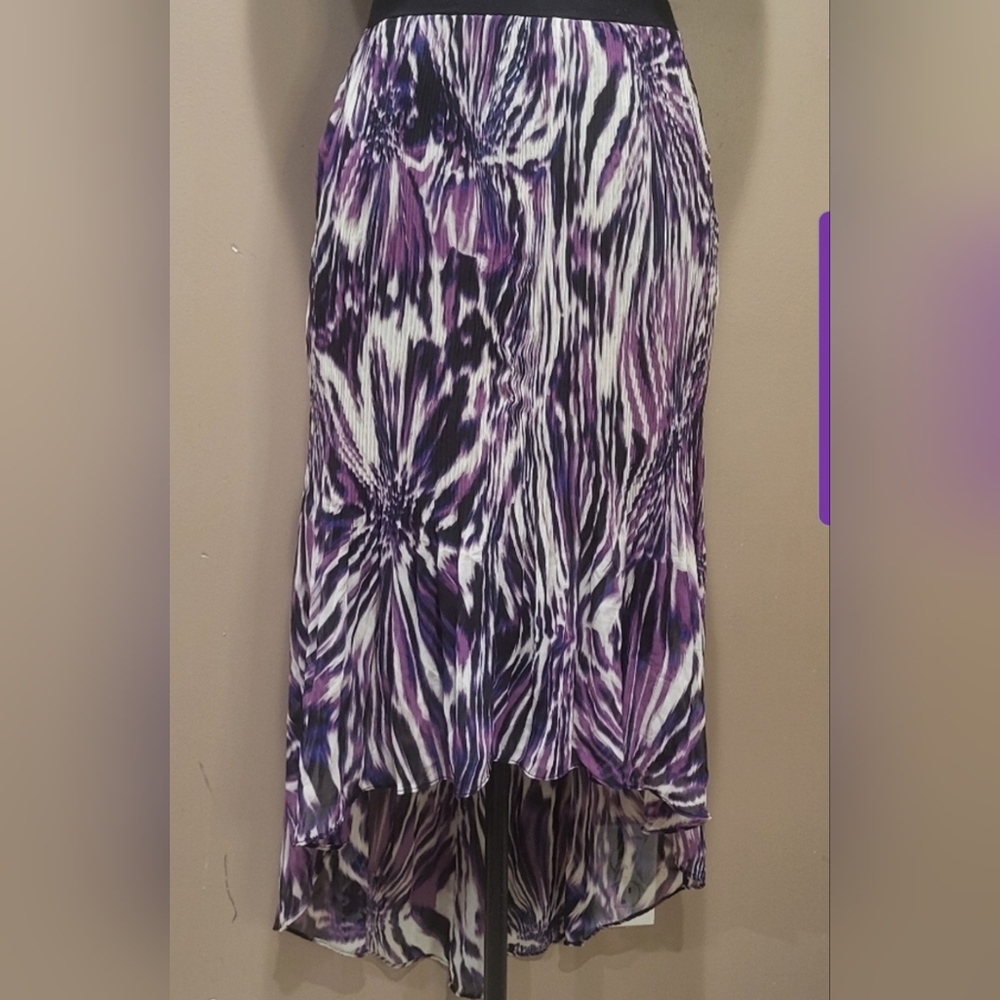 Worthington Vibrant Purple and Black High-Low Skirt